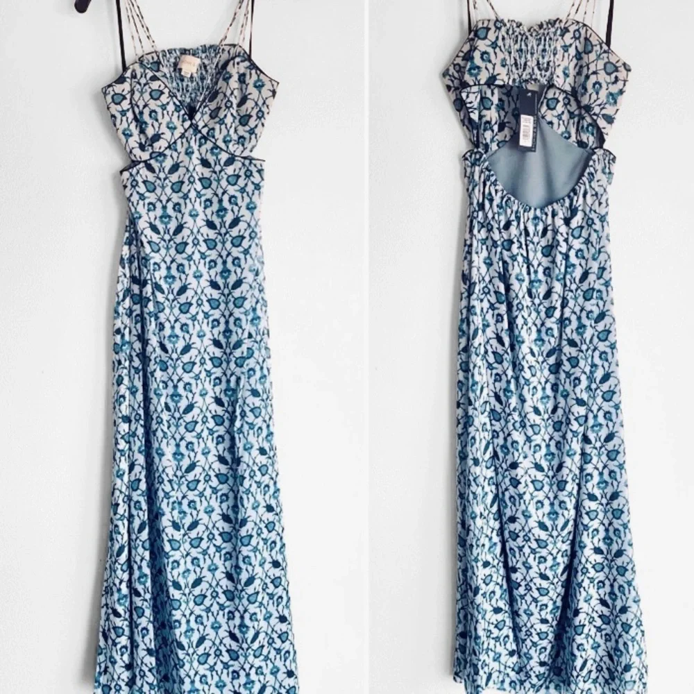 Sachin + Babi Cut-Out Maxi Dress Size 2 Blue White Deep V-Neck Maxi Dress NWT - Picture 8 of 12